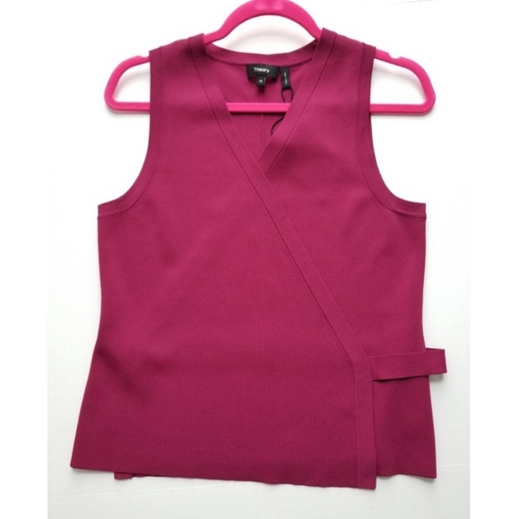 Theory Tops - THEORY Maroon Sleeveless Knit Top